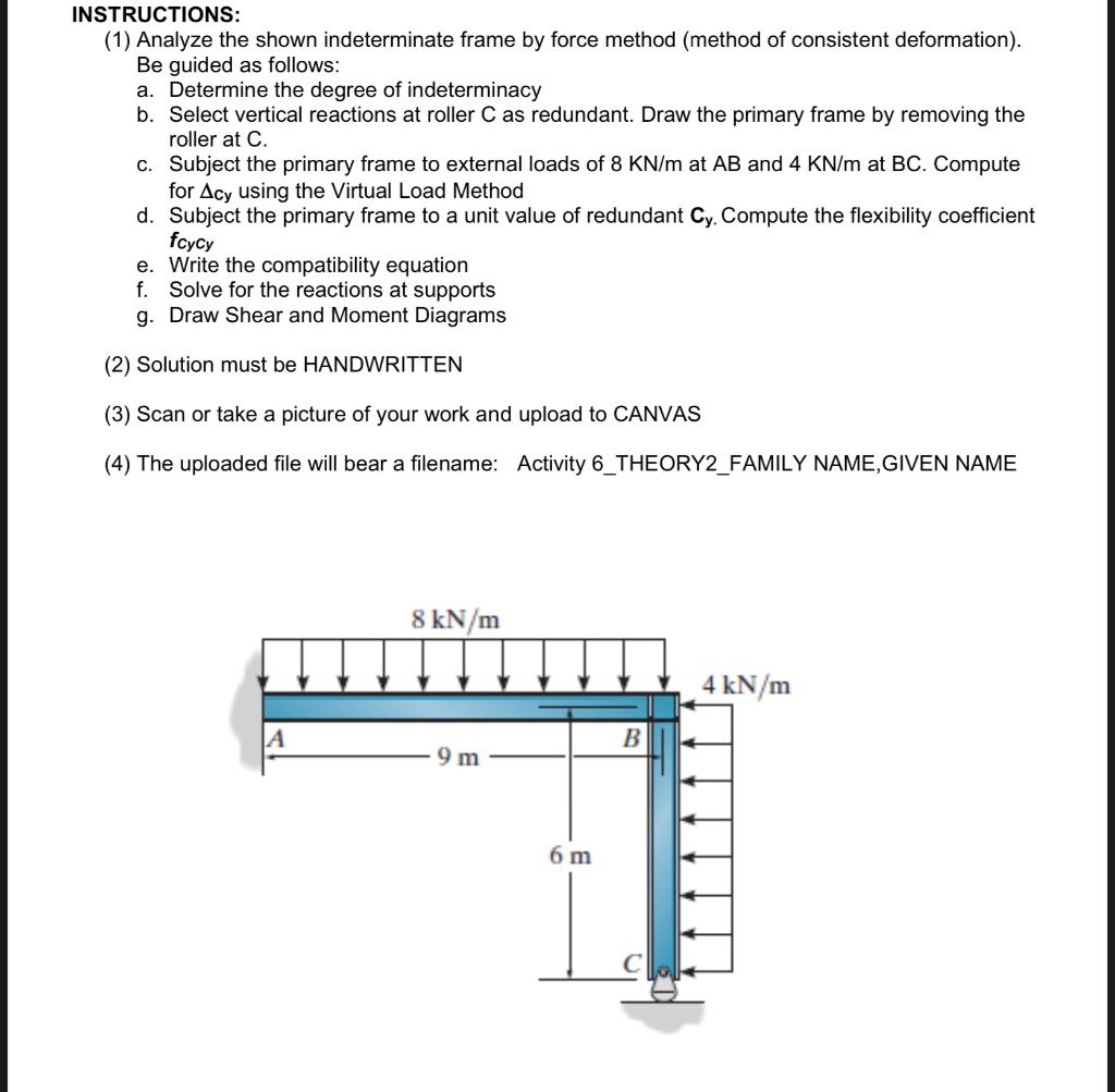 Solved INSTRUCTIONS: (1) Analyze the shown indeterminate | Chegg.com