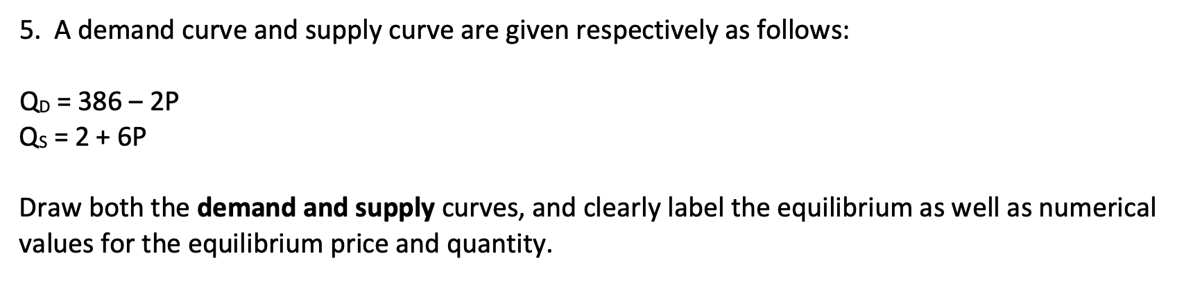 Solved 5. A demand curve and supply curve are given | Chegg.com