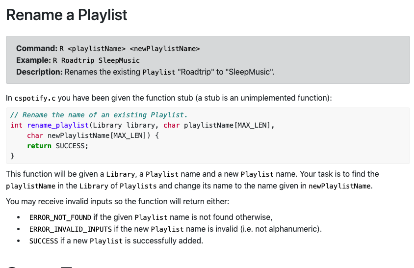 Add a playlist Command: A Example: A Road Trip | Chegg.com