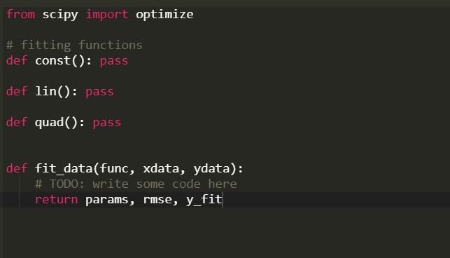 Solved TODO1: Fitting.py Create three fitting functions: • | Chegg.com