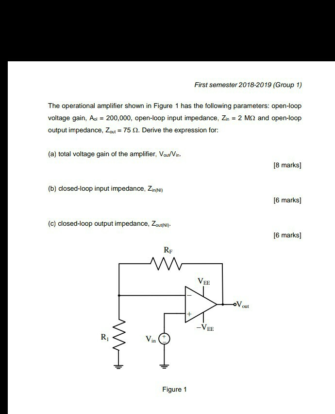 Solved First Semester 2018-2019 (Group 1) The Operational | Chegg.com