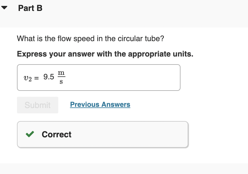 What is the flow speed in the circular tube?
Express your answer with the appropriate units.