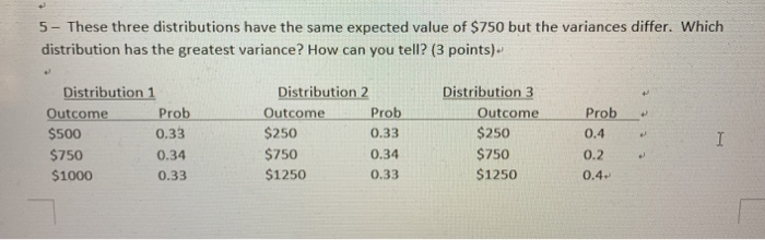 Solved 5- These three distributions have the same expected | Chegg.com