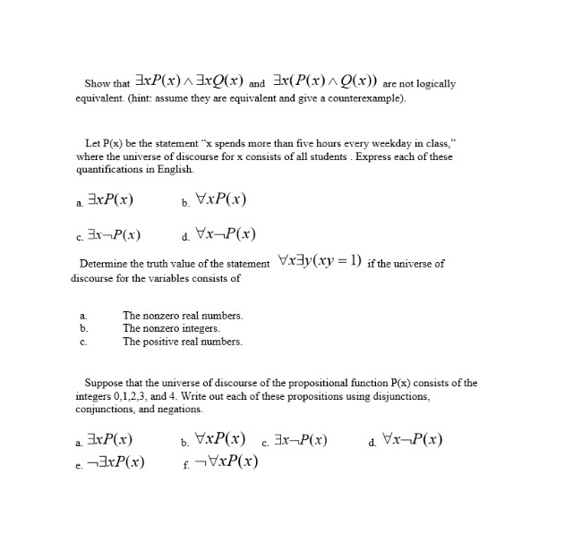 Solved Show that 3xP(r)A 3rO(r) and 3r(P(x)A Q(x)) are not | Chegg.com