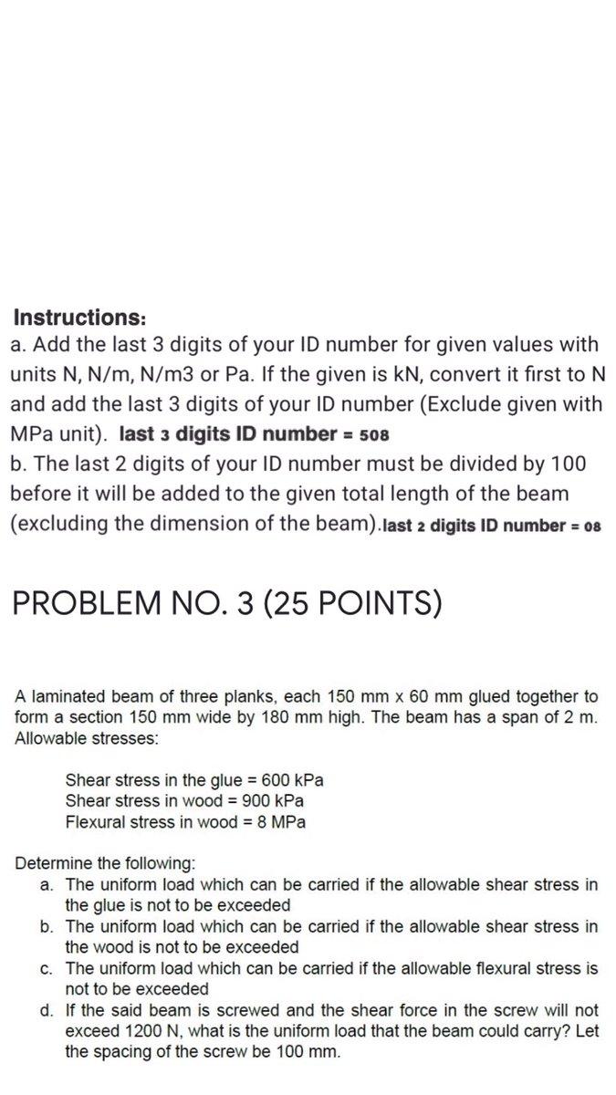 Solved Instructions: a. Add the last 3 digits of your ID | Chegg.com
