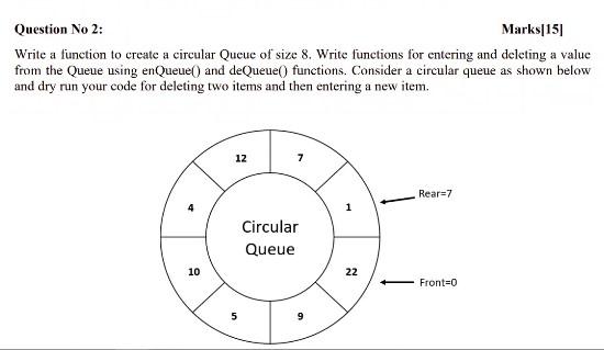 Solved Question No 2: Marks[15] Write a function to create a | Chegg.com