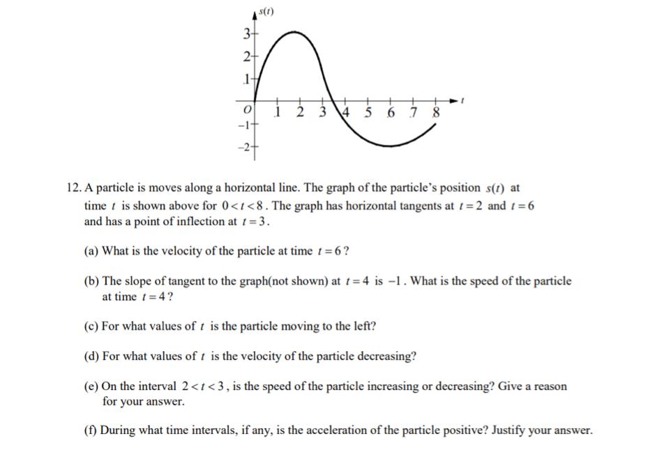 Solved 2 17 O 2 3 5 6 78 -1+ 12. A particle is moves along a 
