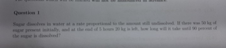 Solved Question 1 Sugar dissolves in water at a rate | Chegg.com