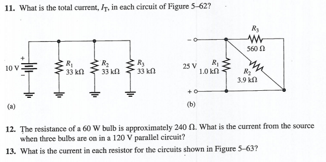 Solved 11. What is the total current, It, in each circuit of | Chegg.com