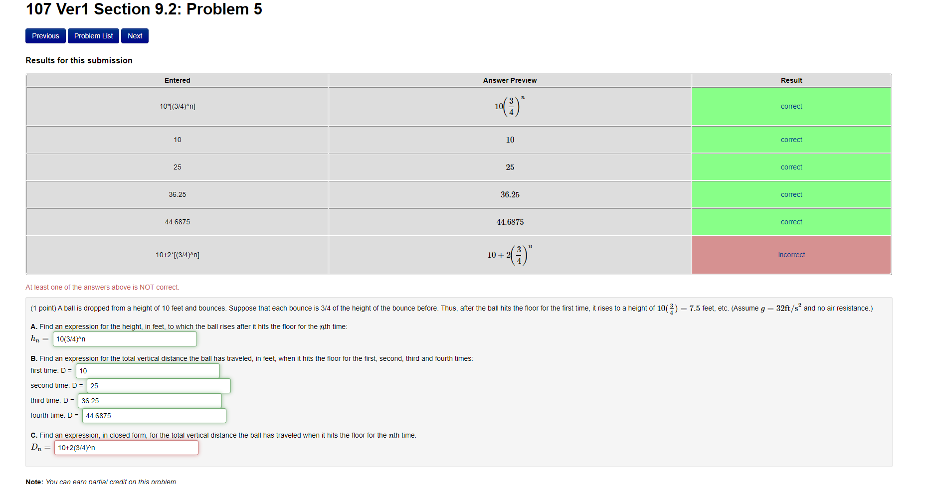 Solved 107 Ver1 Section 9.2: Problem 5 Previous Problem List | Chegg.com