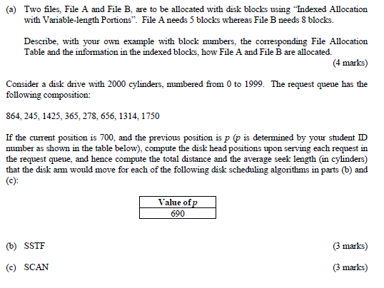 Solved (a) Two files, File A and File B, are to be allocated | Chegg.com