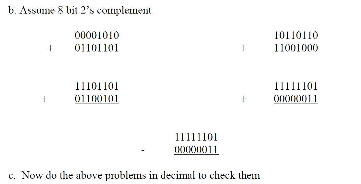 Solved B. Assume 8 Bit 2’s Complement 00001010 01101101 | Chegg.com