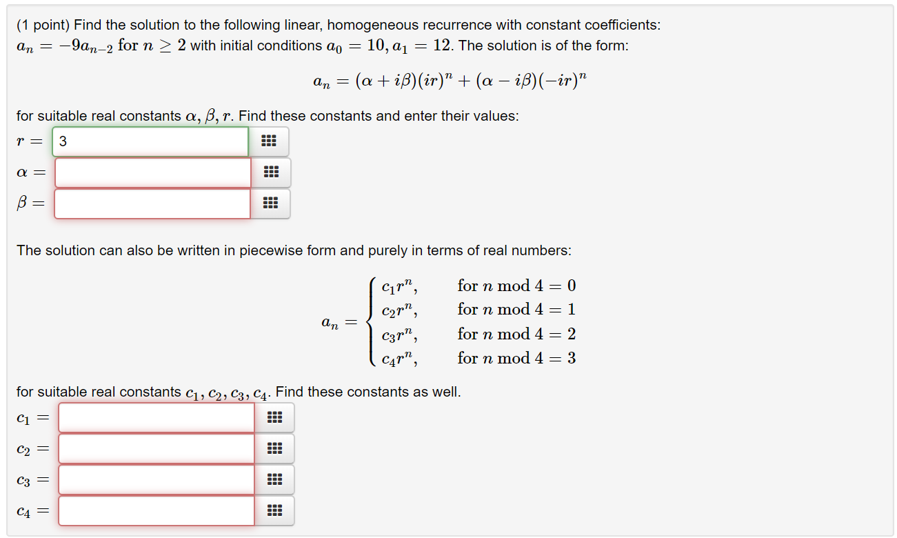 Solved (1 point) Find the solution to the following linear, | Chegg.com