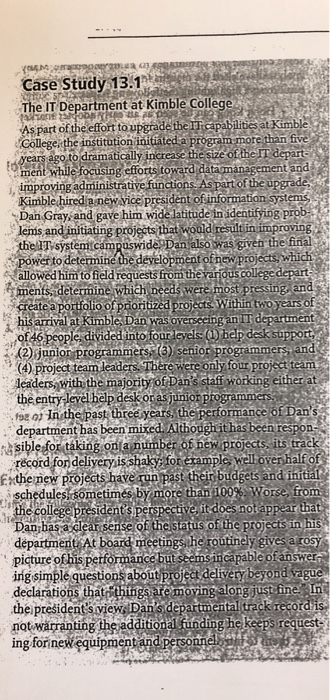case study 13 1 the it department at kimble college