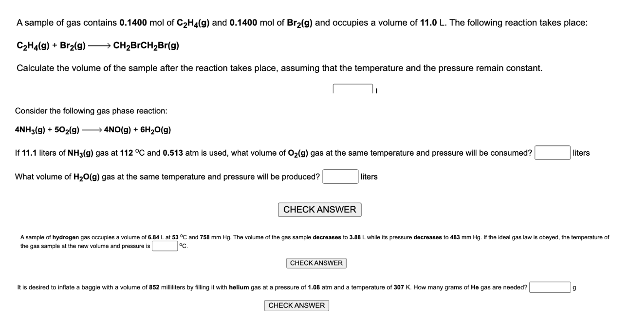 Solved A sample of gas contains 0.1400 mol of C2H4 g and Chegg