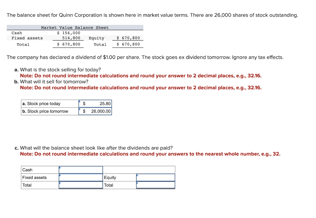 Solved The balance sheet for Quinn Corporation is shown here