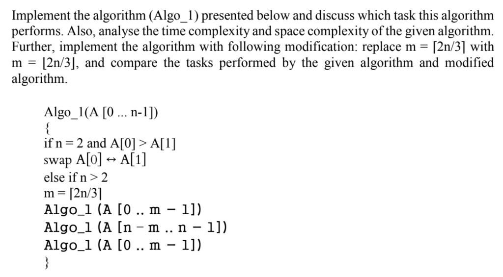 Solved Implement The Algorithm (Algo_1) Presented Below And | Chegg.com