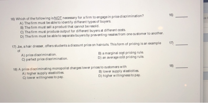 Solved 16) Which of the following is NOT necessary for a | Chegg.com