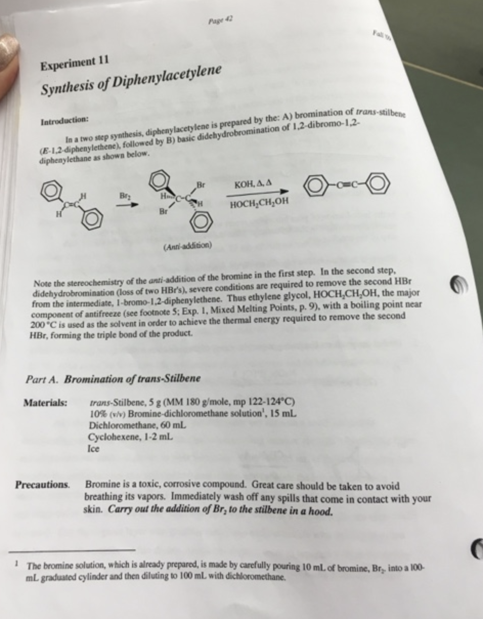 Solved Page 2 Experiment 11 Synthesis Of Diphenylacetylene | Chegg.com