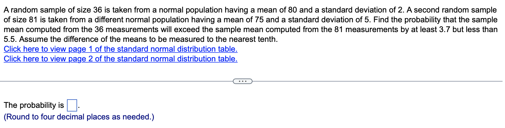 Solved A random sample of size 36 is taken from a normal | Chegg.com
