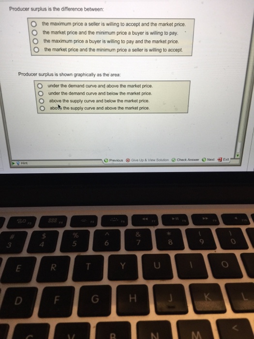 Solved Producer surplus is the difference between the | Chegg.com