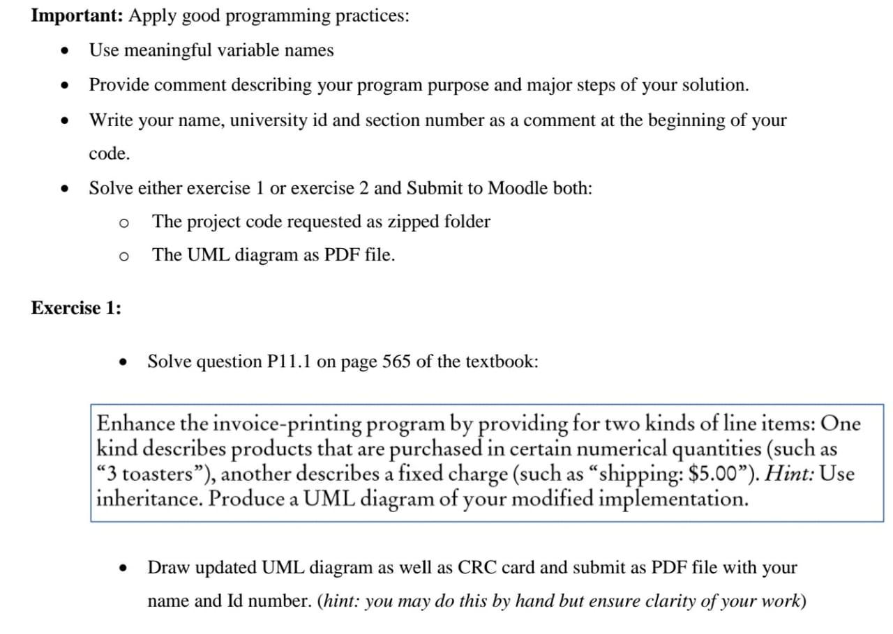 Important: Apply good programming practices: Use | Chegg.com
