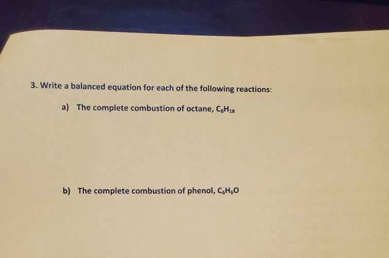 Solved 3. Write a balanced equation for each of the | Chegg.com