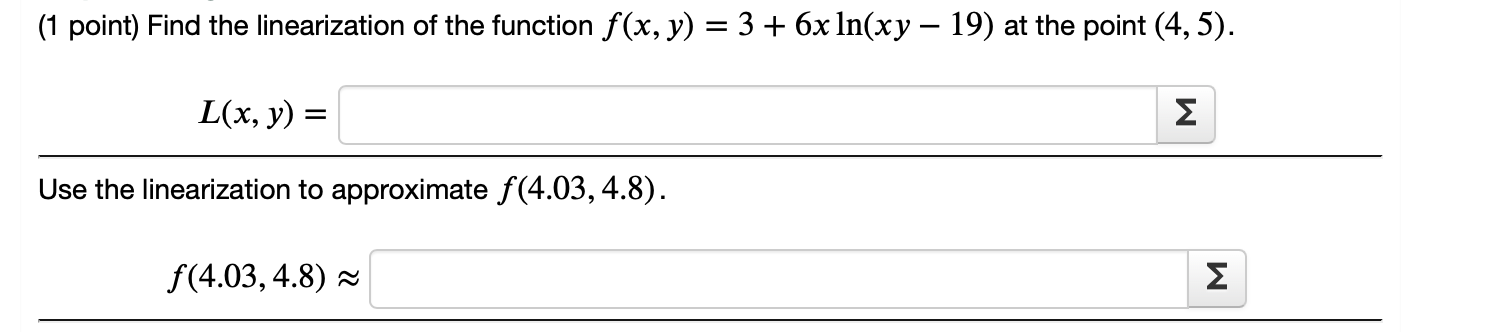 Solved Point Find The Linearization Of The Function F X Chegg Com