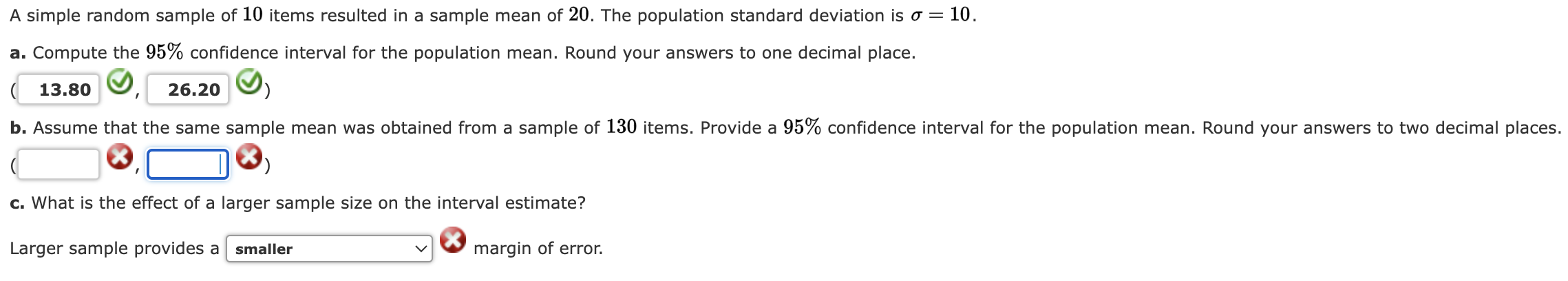 Solved B. Assume That The Same Sample Mean Was Obtained From | Chegg.com