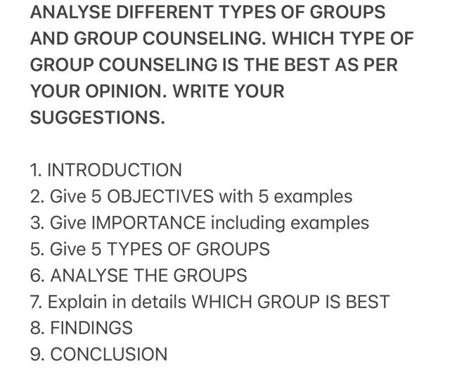 Solved ANALYSE DIFFERENT TYPES OF GROUPS AND GROUP | Chegg.com