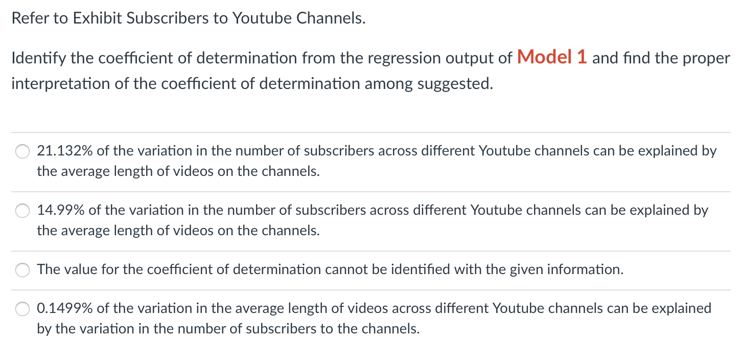 Solved Exhibit Subscribers to Youtube Channels. As Youtube | Chegg.com