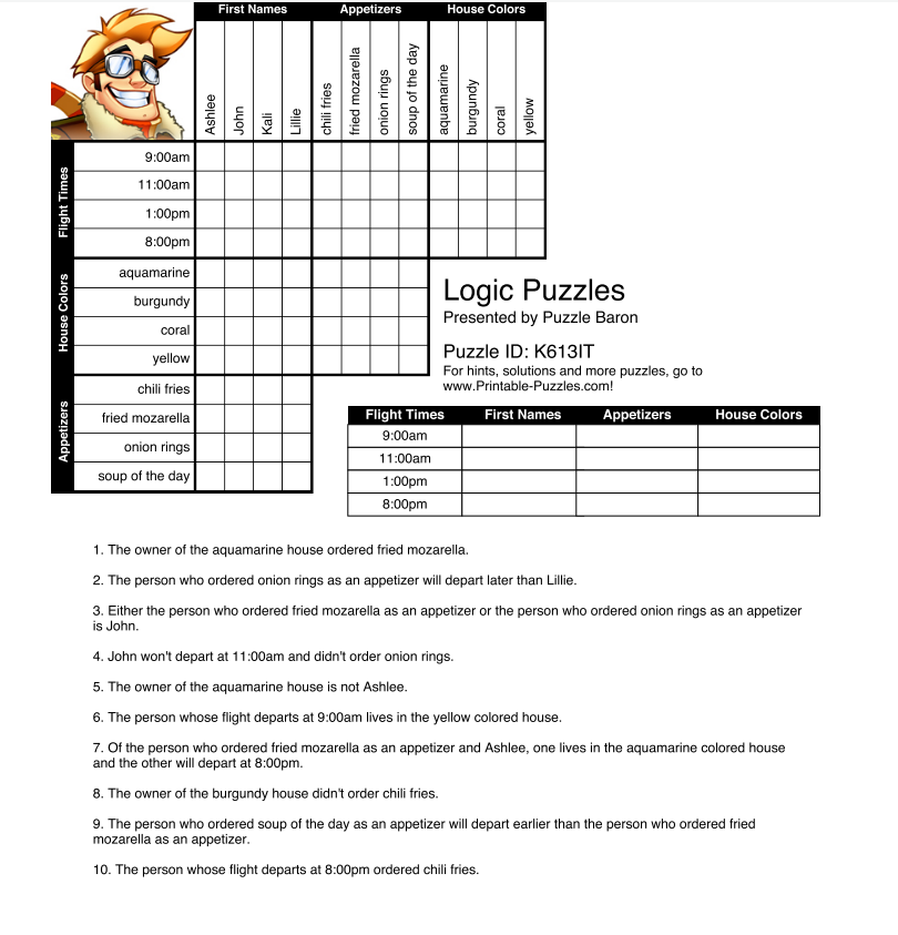 Puzzle Baron Printable Logic Puzzles Printable Templates