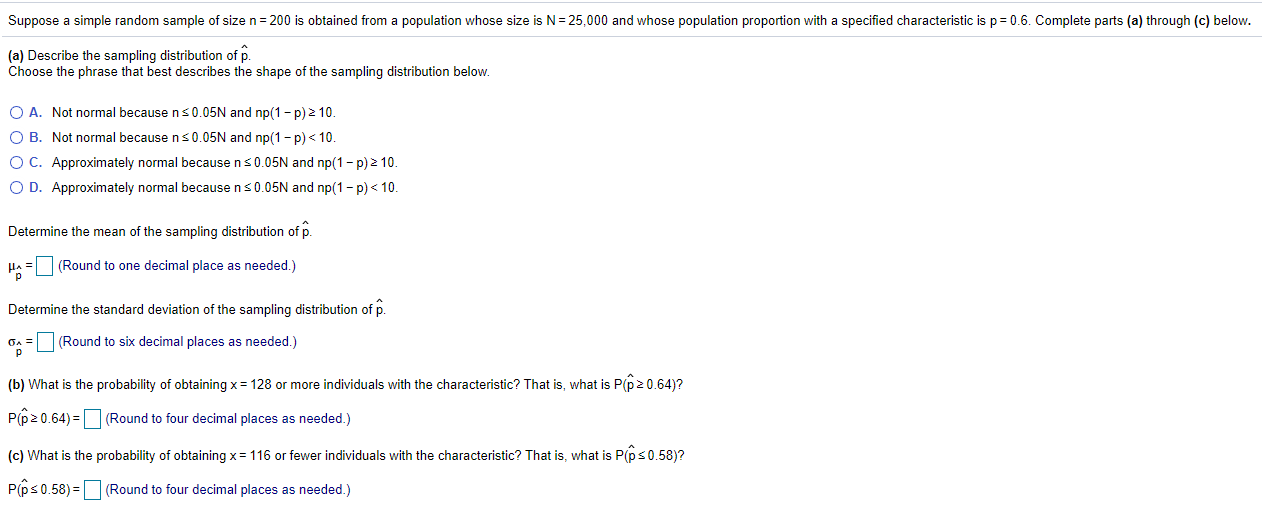 Solved Suppose a simple random sample of size n = 200 is | Chegg.com