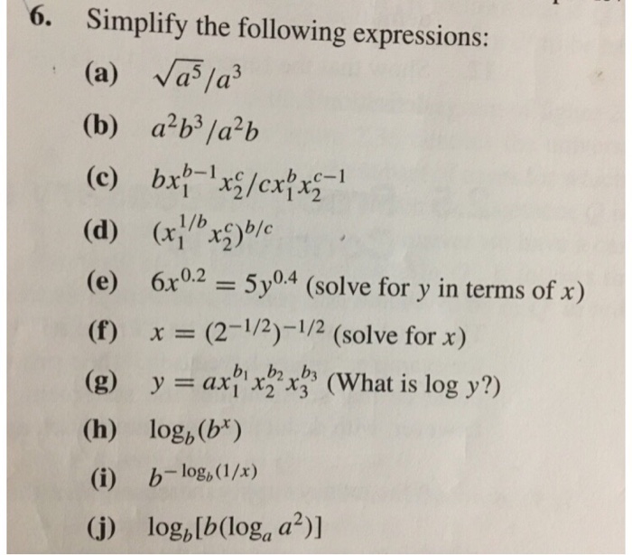 Solved 6. Simplify The Followving Expressions: (b) Ab3/a B | Chegg.com