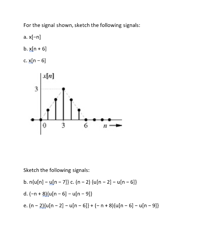 Solved For The Signal Shown Sketch The Following Signals Chegg Com
