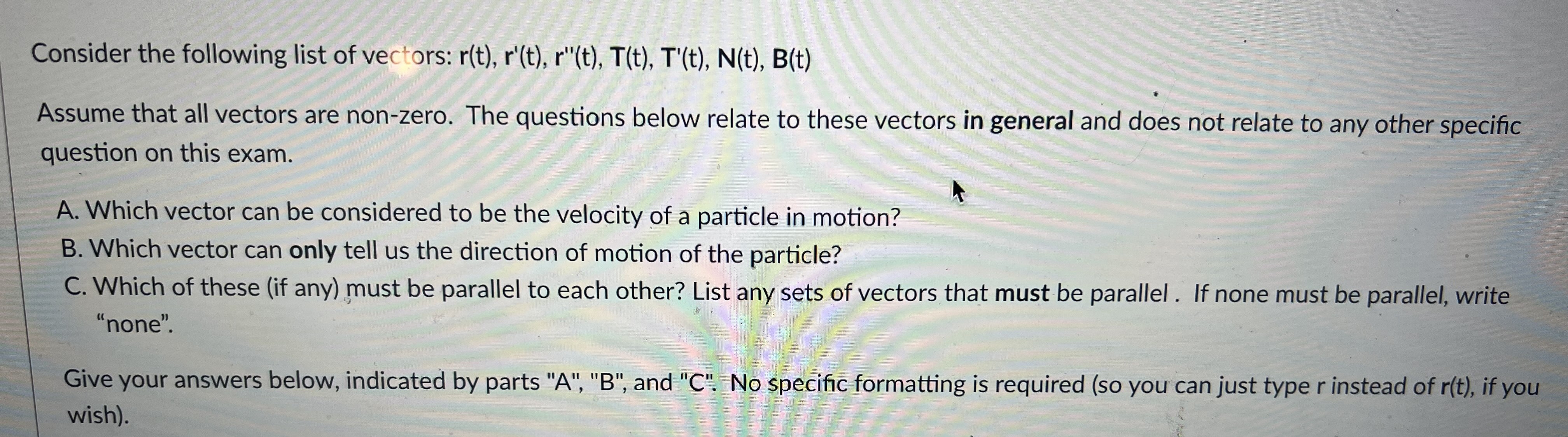 Solved Consider The Following List Of Vectors: | Chegg.com