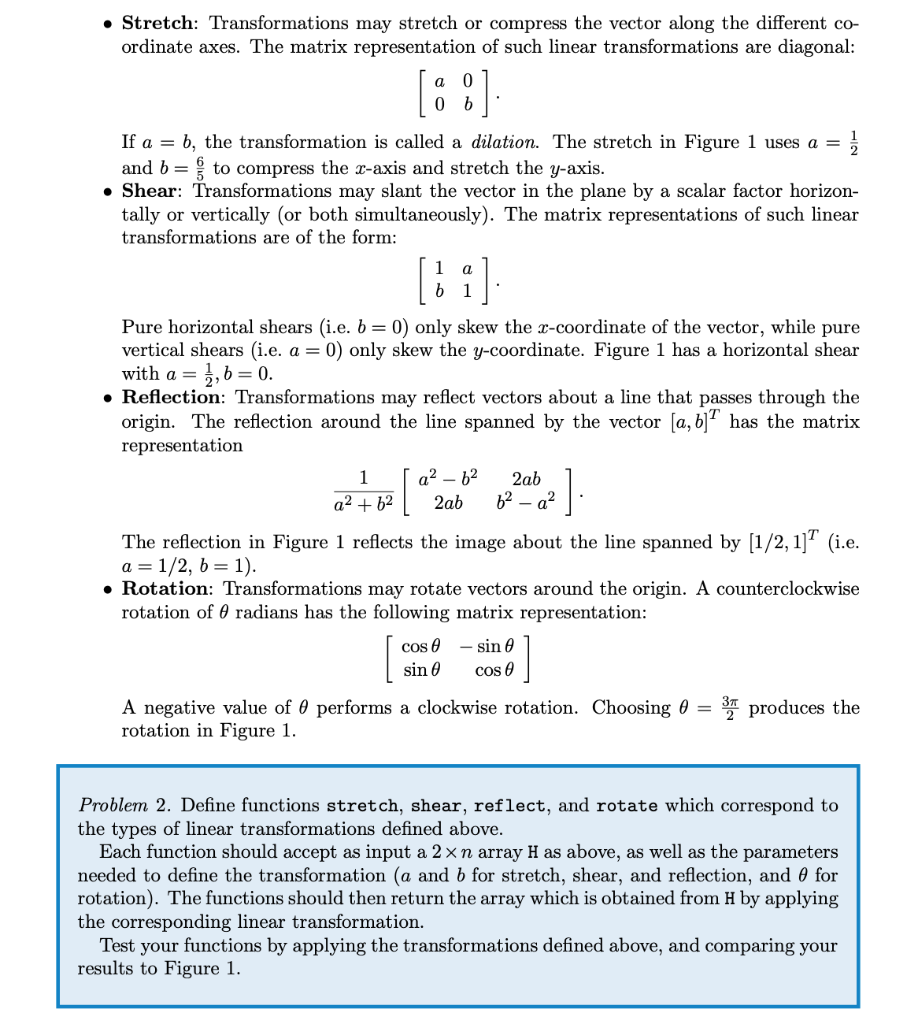 Solved NEED HELP WITH THIS LINEAR TRANSFORMATION LAB WITH | Chegg.com