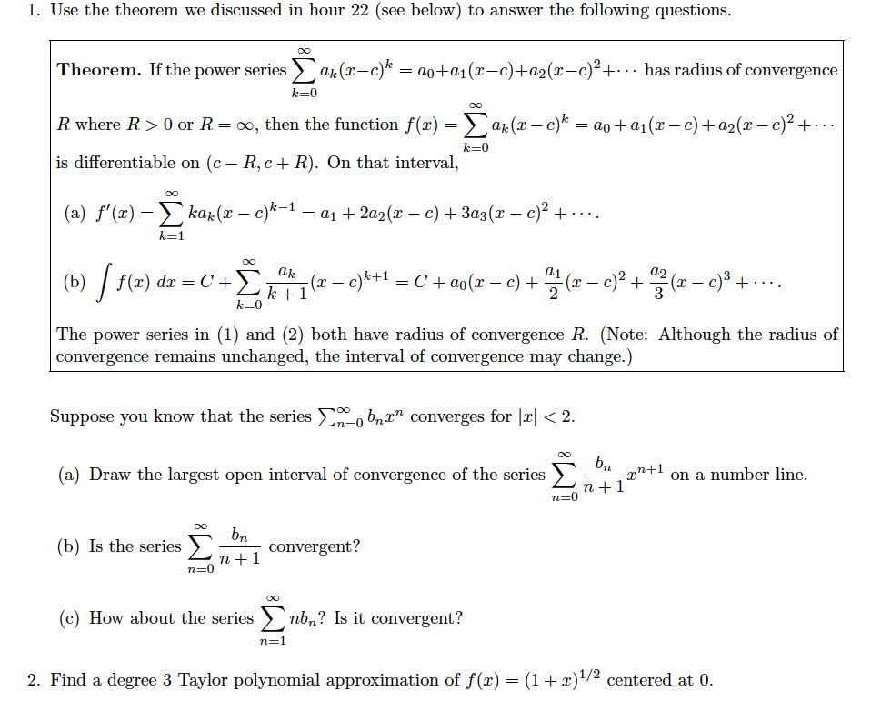 Solved 1. Use The Theorem We Discussed In Hour 22 (see 