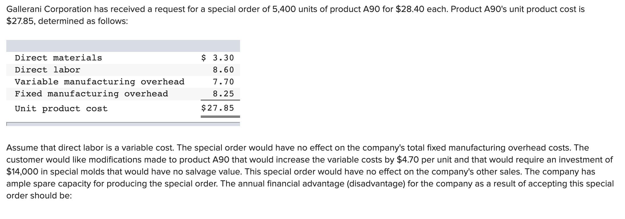 Solved Gallerani Corporation Has Received A Request For A Chegg