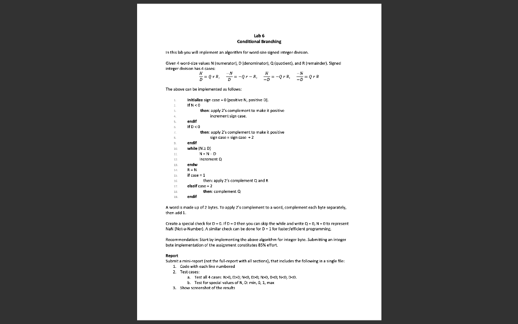 Solved Lab 6 Conditional Branching In This Lab You Will