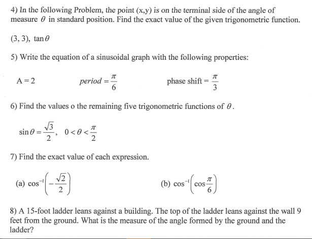 Solved 4) In the following Problem, the point (x,y) is on | Chegg.com