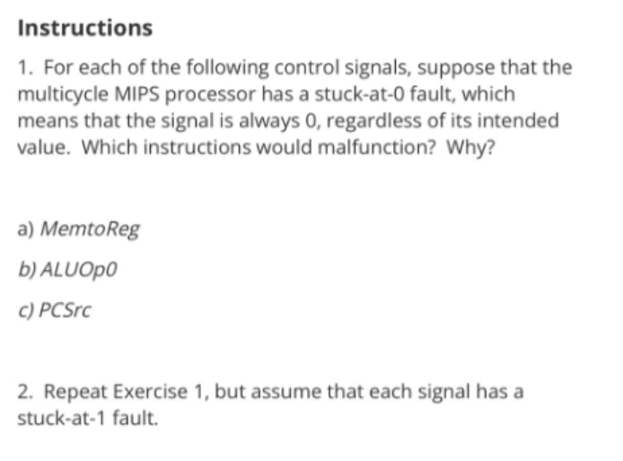 Solved Instructions 1. For each of the following control | Chegg.com