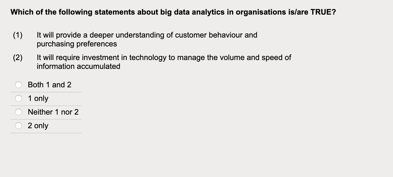 Which Of The Following Statements Is True Of A Database Solved Which of the following statements about big data | Chegg.com
