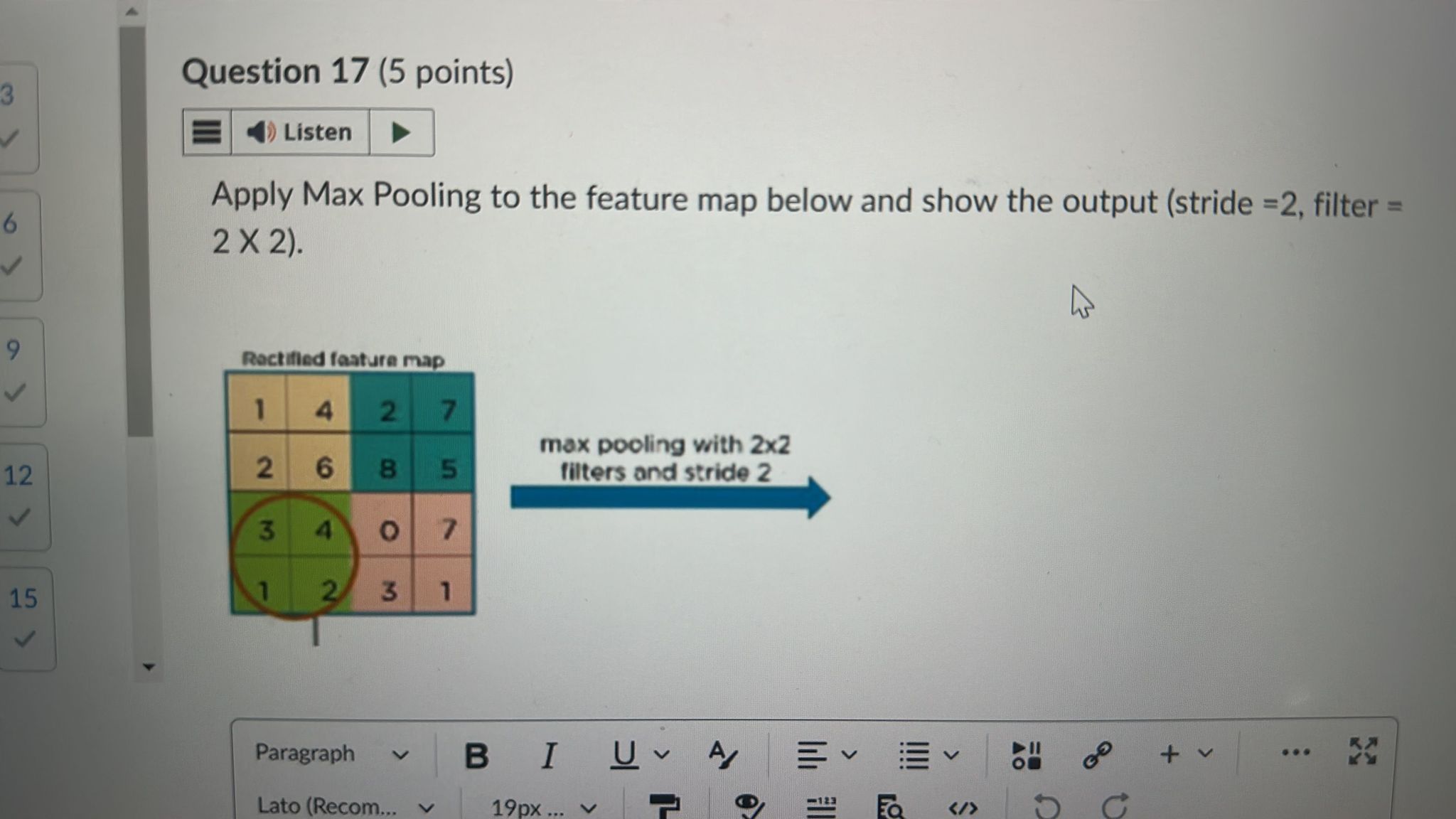 Solved Apply Max Pooling To The Feature Map Below And Show | Chegg.com