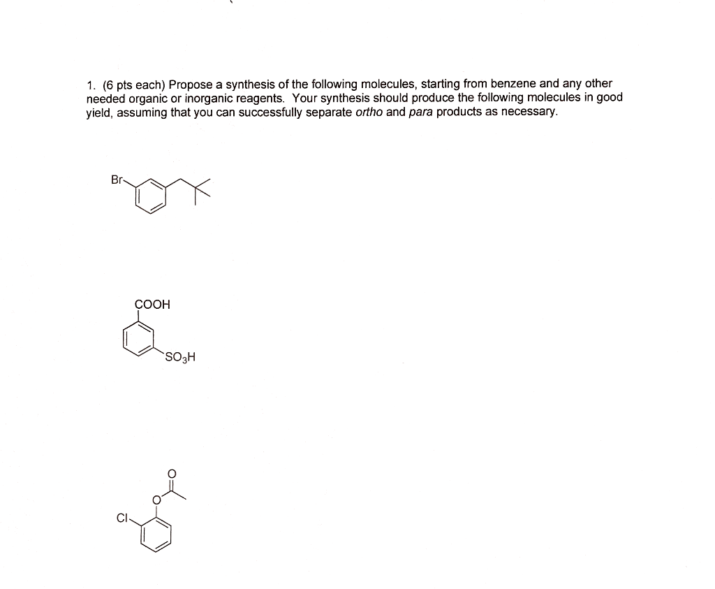 Solved 1. (6 pts each) Propose a synthesis of the following | Chegg.com