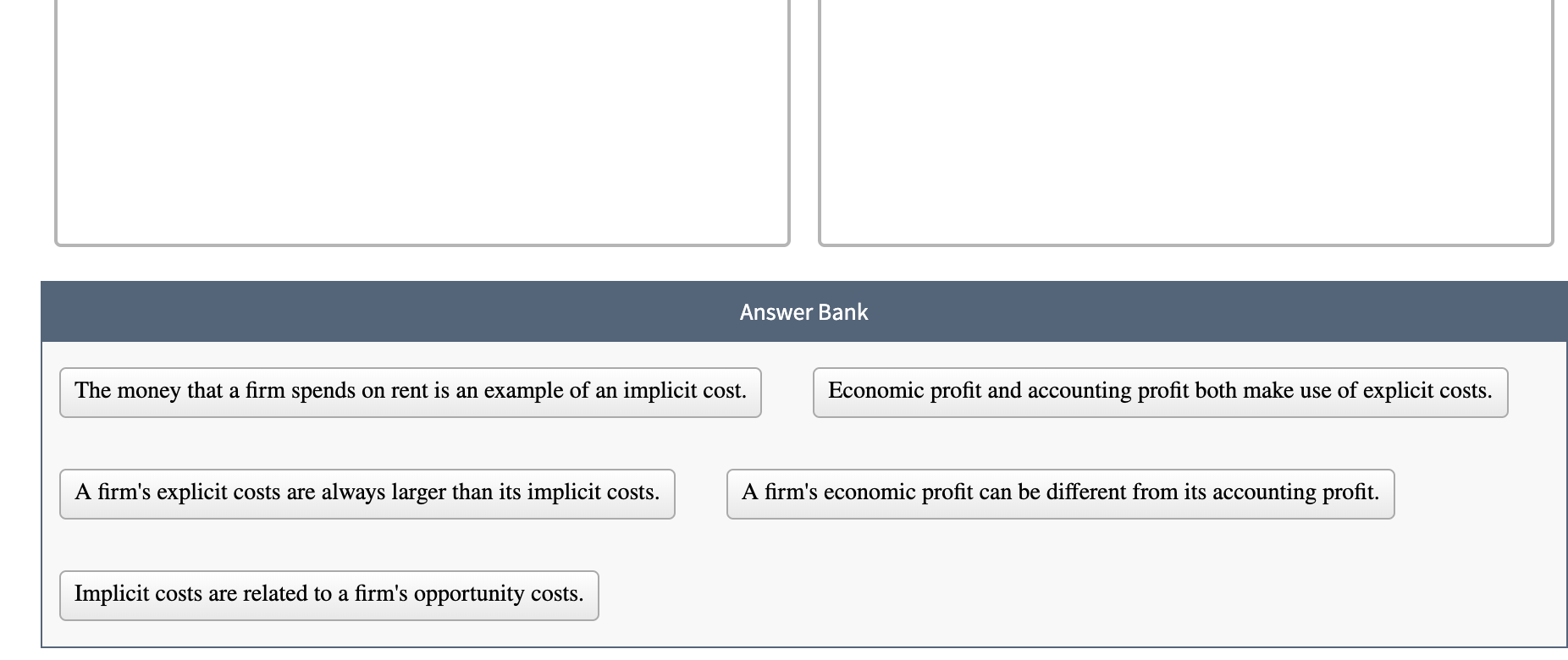 Solved Answer Bank The money that a firm spends on rent is | Chegg.com