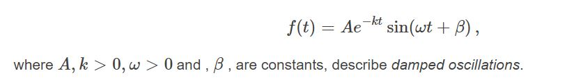 Solved F T Ae Kt Sin Wt B Where A K 0 W 0 And Chegg Com