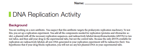 Solved Name: I DNA Replication Activity Background You are | Chegg.com