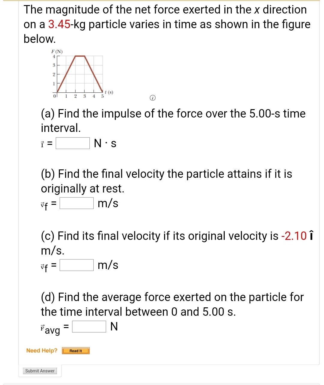 Solved The Magnitude Of The Net Force Exerted In The X Di Chegg Com