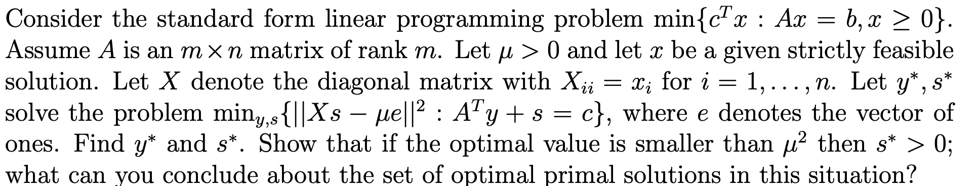 Consider the standard form linear programming problem | Chegg.com